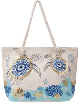 Strandtas-schildpad-onderwater-voorkant-54x36x15cm