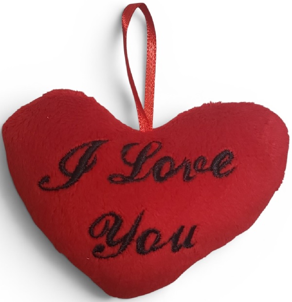 Sleutelhanger stoffen hart I Love You 10cm