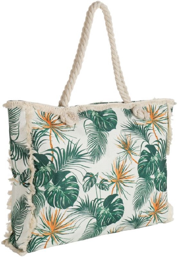 Een strandtas met een print van palmbomen en bladeren (50x40x10cm) - Afbeelding 3